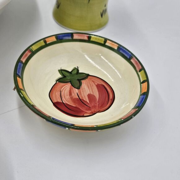 Salad For 4 Ceramic Large Salad Bowl Vinegar & Oil Decanters 4 Mini Dip Bowls - Picture 5 of 13